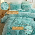 thumbnail image 7 of XeGe Luxury Plush Shaggy Duvet Cover Set, Soft Faux Fur Fuzzy Comforter Cover Set, 2 Pieces Fluffy Bedding Sets(1 Furry Duvet Cover + 1 Throw Pillow Cover), Zipper Closure, Twin Size, Aqua Ombre, 7 of 7