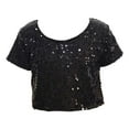 thumbnail image 4 of Afdoent Sparkly Cheerleading Short Sleeve T Shirt For Girls And Boys Glitter Performance Top For Festive Party Stage Show Outfit One Size, 4 of 4