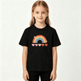 thumbnail image 2 of Glitter Rainbow Girls Graphic Tee, Cute Sparkling Pink Hearts 100% Cotton Kids Short Sleeve T-Shirt, 2 of 5