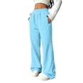 thumbnail image 2 of Wide Leg Sweatpants Women Baggy Lightweight Elastic High Waisted Sweat Pants Baggy Joggers for Lounge Workout Petite Palazzo Pants, 2 of 7