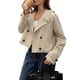 thumbnail image 1 of Abrigo Corto de Mujer, Estilo Gabardina, Informal, Cruzado, Chaqueta Corta, Prenda de Abrigo de Moda para Otoño con Cinturón Caqui S, 1 of 7