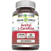 Amazing Formulas Acetyl L-Carnitine 1500mg Per Serving 200 Capsules Supplement | ALCAR | Non-GMO | Gluten Free | Made in USA