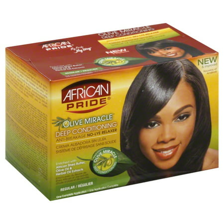 African Pride® Olive Miracle® Regular Deep Conditioning Anti-Breakage No-Lye Relaxer Kit (Best Relaxer For Mixed Race Hair)