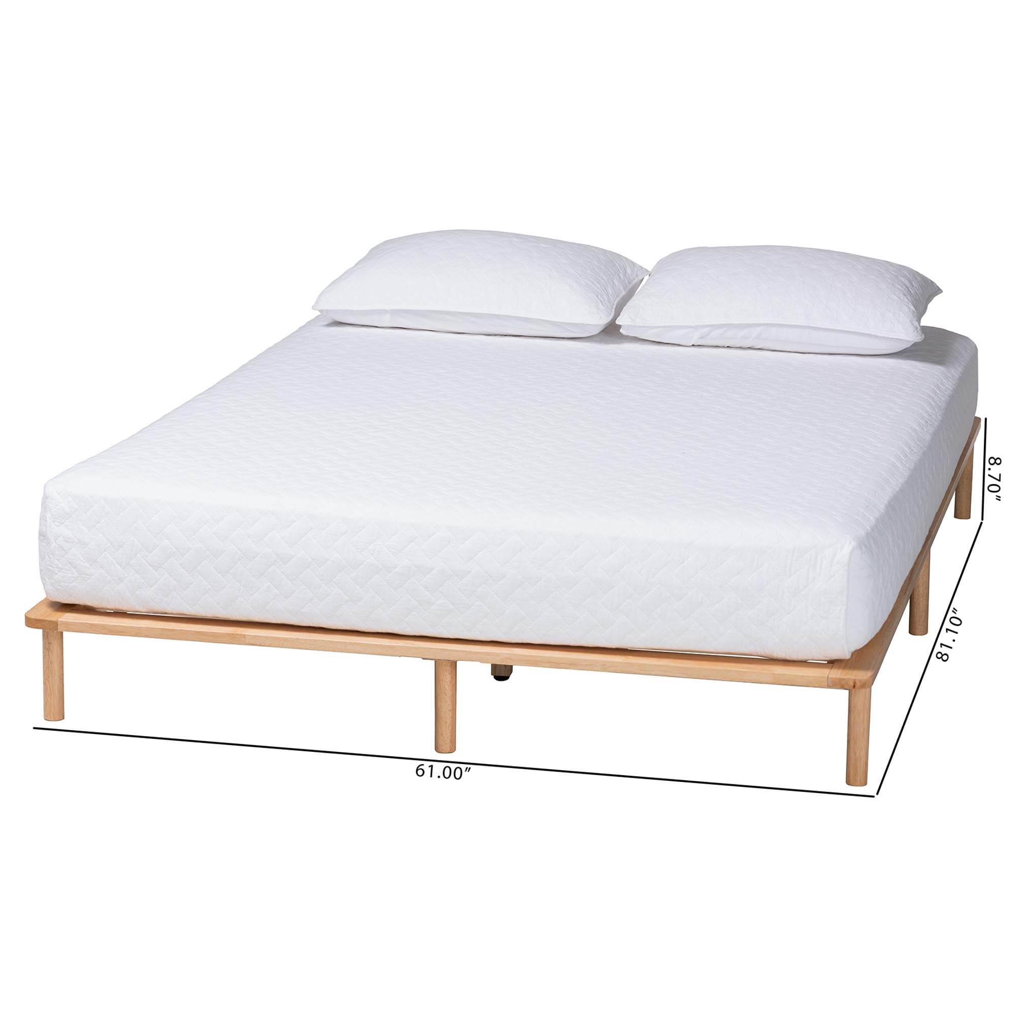 Baxton Studio Calhoun Japandi Bed Frame, Queen, Natural Brown