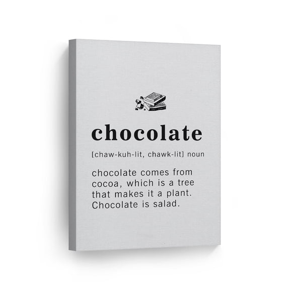 Smile Art Design Funny Noun Dictionary Definition of Chocolate Canvas Print Inspirational Quote Sign Office Living Room Bedroom Bathroom Wall Decor Wall Art Home Decor Ready to Hang Made in USA 12x8