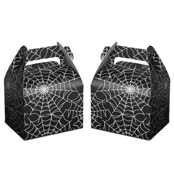 Cajas Hxezoc para recuerdos de Halloween, tamaño grande, tela de araña negra, 36 unidades