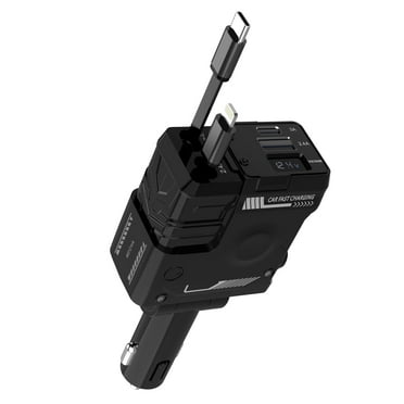 Dammyty 66W Retractable Car Charger Adapter,4 in 1 Fast Car Phone Charger and USB C Car Charger,Car Charger for iPhone 16/15/14/13/12,iPad,Airpod,Galaxy,Pixel
