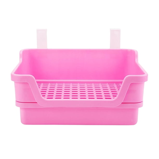Caja de arena para conejos, inodoro para mascotas, orinal, entrenador, caja de ropa de cama, soporte para jaula de conejillo de Rosado Yuyangstore Inodoro con bandeja de arena