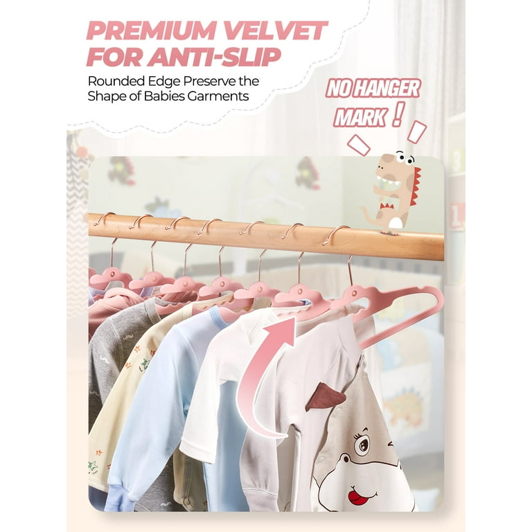 HOUSE DAY Premium Velvet Baby Hangers 60 Pack, 11.4'' Kids Velvet Hangers,  Sturdy Baby Hangers for Closet, Grey Baby Clothes Hangers, Toddler Hangers