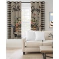 thumbnail image 2 of Spring Flower Blackout Curtains for Bedroom/Living Room, Thermal Insulated Kitchen Curtains, Farmhouse Vintage Truck Black Plaid Wood Grain Grommet Darkening Window Treatment Drapes 52"x84"x2, 2 of 8