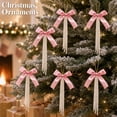 thumbnail image 2 of 6 Pack Pearl Flocked Velvet Bow Ornaments, 4 x 6 Inch Christmas Tree Hanging Bows for Holiday Wreath Garland Mantel Window Door Wall Party Decor, 2 of 8