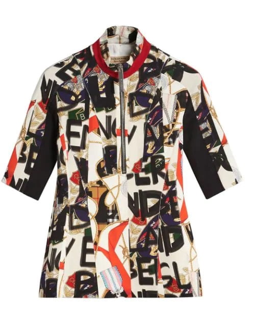 burberry archive scarf print silk shirt