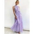 thumbnail image 3 of Women'S Summer Floral Maxi Sun Dress Sleeveless Halter Neck Flowy Ruffle Hem Long Boho Dresses with Belt  M, 3 of 7