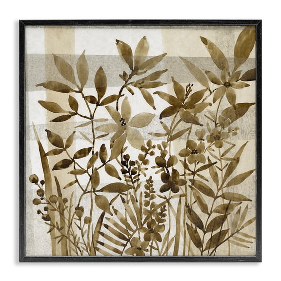 Stupell Industries French Country Antique Field of Wildflowers Brown Tan Abstraction Black Framed Giclee Art, 12 x 12, by Tim O'Toole