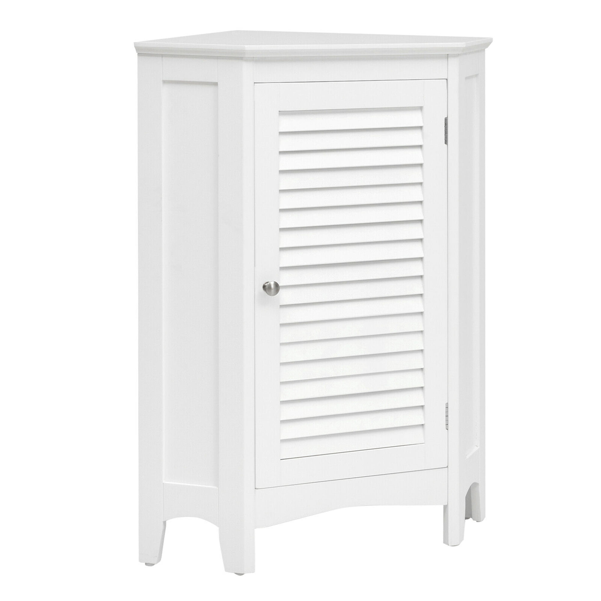 Gymax Corner Storage Cabinet Free Standing Bathroom Cabinet w/ Shutter Door