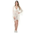 thumbnail image 3 of MeMoi Women's Bell Sleeve Lace Robe with Eyelash Scalloped Hem - Womens - Female, 3 of 6