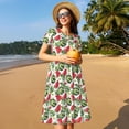 thumbnail image 4 of Easygdp Watermelons para Vestido Transpirable de Mujer, Vestido Suelto de Manga Corta con Pliegues y Bolsillos para el Verano, 4 of 6