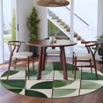 thumbnail image 3 of Round Rugs 5Ft, Geometric Green Round Area Rug Washable Indoor Throw Carpet, Modern Aesthetics Abstract Art Soft Non Slip Circle Rug for Cabinet Bathroom Home Decor Aesthetic, 3 of 8