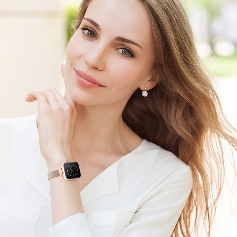 Slim Band for Apple Watch Bands 40mm 41mm 38mm 45mm 44mm 42mm for Women Slim Stainless Steel Wristband with Magnetic Clasp Replacement Band for Apple Watch Series 7 45 mm Series 6