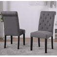 thumbnail image 2 of Set of 4 High Back Dining Chairs Side Chair Habit Tufted Parsons Solid Wood Legs Living Room Gray, 2 of 7