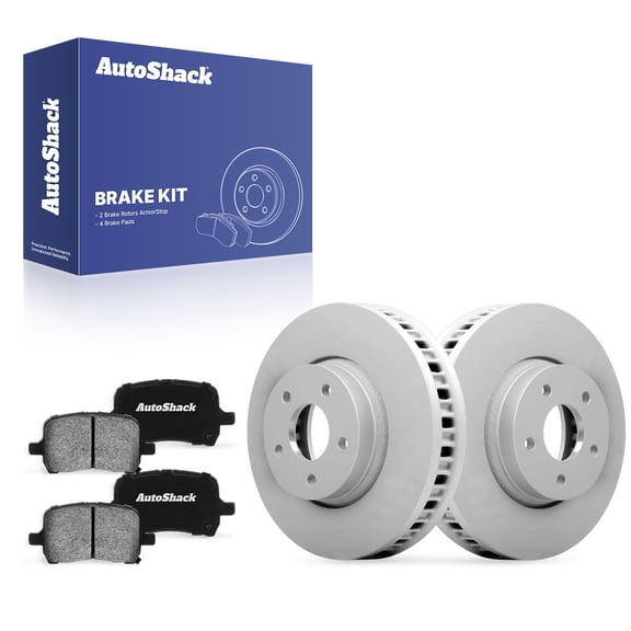 AutoShack Front Brake Rotors & Ceramic Pads for Chevrolet & Pontiac, Malibu 2004-2012 G6 2006-2010 Cobalt 2008, FWD L4 2.2L 2.4L V6 3.5L 3.6L 3.9L - Coated - ArmorStop - 11.65" (296 mm), 5-Lug