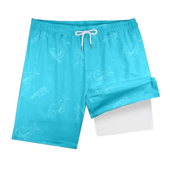 IWRICH Boys Swim Trunks Compression Liner Swim Shorts Quick Dry Bathing Suit with Boxer Brief Swimwear,Size 5-16 Years Sky Blue 160