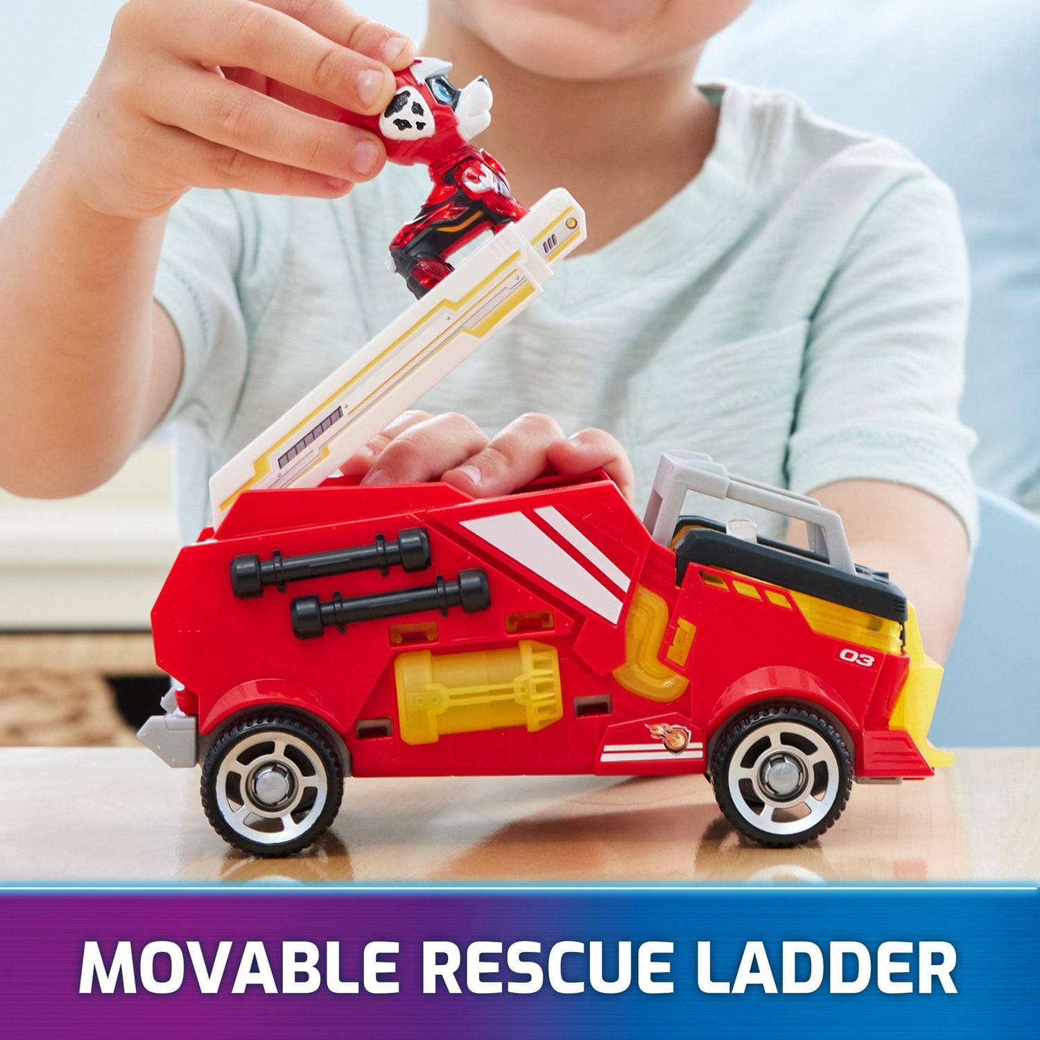 PAW Patrol: The Mighty Movie, Firetruck Toy with Marshall Mighty Pups Action Figure, Lights and Sounds, Kids Toys for Boys & Girls 3+