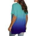 thumbnail image 5 of gakvbuo Summer Plus Size Summer Tops for Women Tops Dressy Casual Trendy V Neck T Shirts Rolled Short Sleeve Tie Dye Gradient Printed Side Split Blouse Tee, 5 of 7