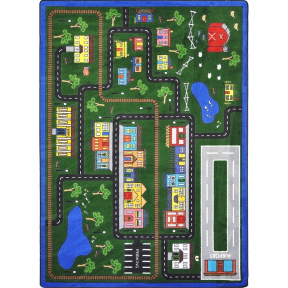 Joy Carpets Kid Essentials Tiny Town 5'4" x 7'8" Area Rug in Color Multi