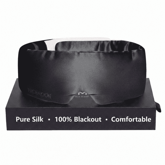 FACEMOON 100% Mulberry Silk Sleep Mask, Light-Blocking Eye Mask Blindfold for Nighttime Sleep and Daytime Naps, Soft Silk Eye Cover for Women Men Adults
