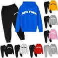 thumbnail image 2 of Boys Tracksuit Set Long Sleeve Letter Print Casual Hoodie Pullover Tops and Jogger Pants Toddler Kids 2 Piece Cute Back To School Outfits, 2 of 3