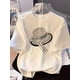 thumbnail image 1 of A Cute, Loose-Fitting White Round-Neck T-Shirt with a Printed Design, Perfect for Spring And Summer, That Flatters The Figure., 1 of 5