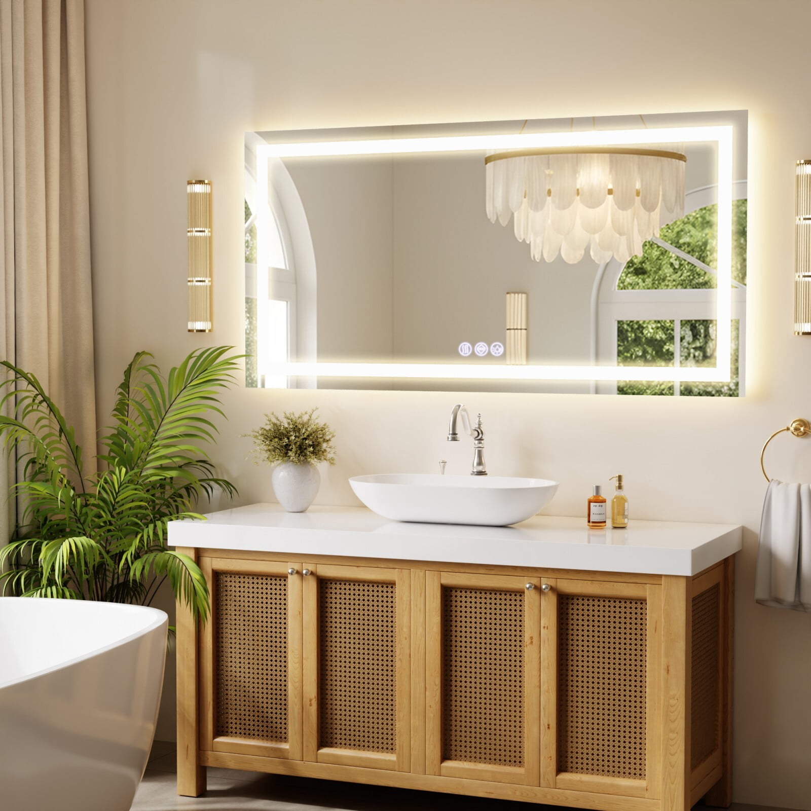AUROMIR 30"x 60" LED Bathroom Vanity Mirror with Dimmable 3 Color Modes, White