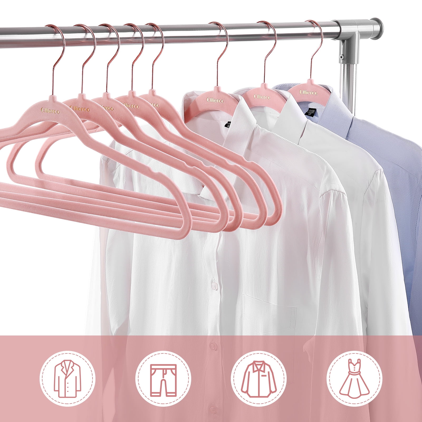 Ollieroo 50 Pack Velvet Clothes Hangers, Non-Slip Hangers with Swivel  Hooks, Heavy Duty Suit Hangers, Grey 