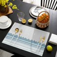 thumbnail image 3 of Blue Striped Placemats Set of 4, Abstract Modern Geometric Stripes Placemats for Dining Table, Place Mats for Kitchen Tabletop, Waterproof Wipeable Dining Table Mats Set, 3 of 9
