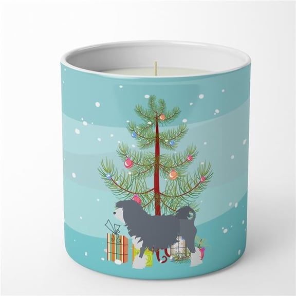 Carolines Treasures BB2953CDL 3.75 x 3.25 in. Unisex Lowchen Merry Christmas Tree 10 oz Decorative Soy Candle