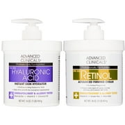 Advanced Clinicals Anti Aging Firming Retinol Body Cream and Hydrating Hyaluronic Acid Cream Set. Two 16 fl oz