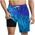 thumbnail image 2 of Runfenguu Swimsuit With Shorts, Shorts With Spandex Underneath Men Casual Fashion Print Shorts With Pockets Elastic Waist Beach Pants Mens Linen Shorts, 2 of 6