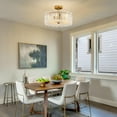 thumbnail image 6 of DingLiLighting 6 Light Gold Crystal Chandeliers Semi Flush Mount Ceiling Light Glass Drum Close to Ceiling Light Fixture for Living Room Bedroom Hallway, E12 Included, 6 of 7