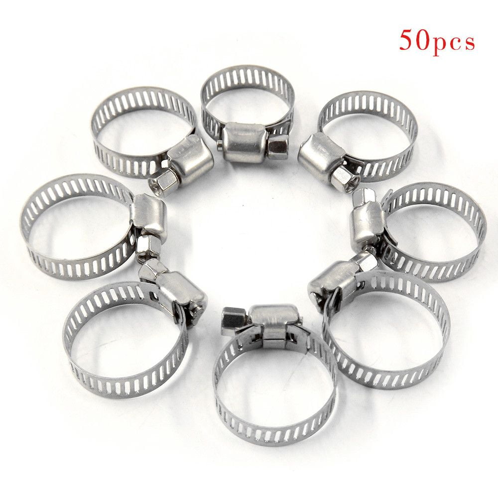 50Pcs 1' PEX Stainless Steel Clamp Cinch Ring Crimp Pinch Fitting Tubing