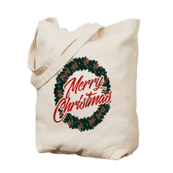 CafePress - Merry Christmas - Natural Canvas Tote Bag, Cloth Shopping Bag