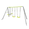 thumbnail image 2 of iRerts Metal Swing Set, 3 in 1 Outdoor Swing Set for Kids Boys Girls, Heavy Duty Kids Swing Sets with 2 Single Swings and 1 Swing Glider, Kids Playground Backyard Set for Garden Park, Black/Green, 2 of 8