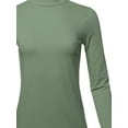 thumbnail image 4 of A2Y Women's Basic Solid Soft Cotton Long Sleeve Mock Neck Top Shirts Light Olive M, 4 of 5
