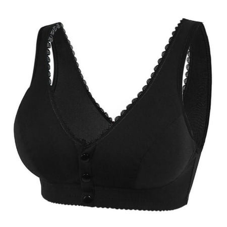 Clearance! Manxivoo Wireless Tube Top Bra Comfort Sports Bras for Women Bras For Older Women Comfortable Convenient Front Closure Button Cotton Bras For Seniors No Underwire Bras S-3XL