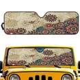 thumbnail image 2 of Yuyamidu Dragonfly Windshield Sun Shade for Jeep Wrangler JL 2/4 Door, Boho Flowers Front Window Sunshade for 2024 2025 Jeep Wrangler 4XE, 2 of 7