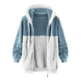 thumbnail image 6 of Hessimy Womens Fuzzy Hoodies Jacket Casual Long Sleeve Full Zip Hooded Sweatshirts Drawstring Oversized Sweatshirts for Women Loose Fit Warm Winter Coat Outwear(Blue,XL), 6 of 6