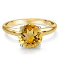 thumbnail image 3 of Gem Stone King 14K Two Tone Gold Yellow Citrine Solitaire Engagement Ring for Women | 2.80 Cttw | Round 9MM | Gemstone November Birthstone | Size 8, 3 of 6