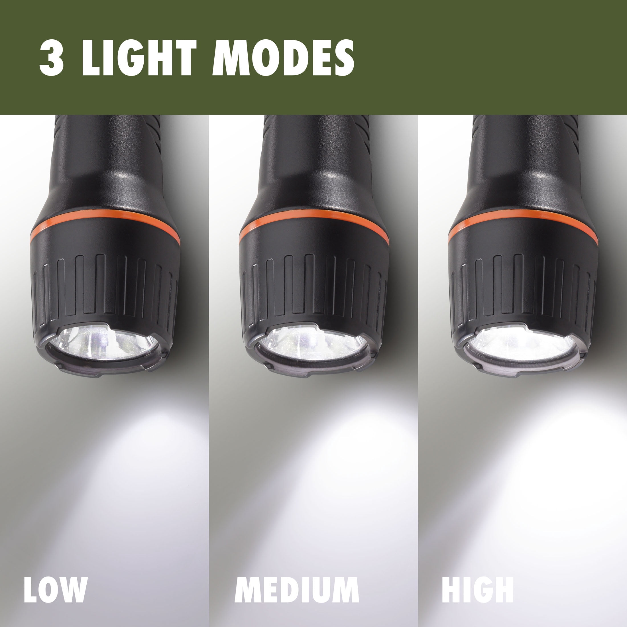 Ozark Trail LED Flashlight, 500 Lumens, 3 AAA Batteries Included, Water-Resistant, Impact-Resistant Body
