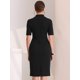 thumbnail image 3 of Vestido de tubo Allegra K cuello en V manga corta Bodycon midi Negro, 3 of 6