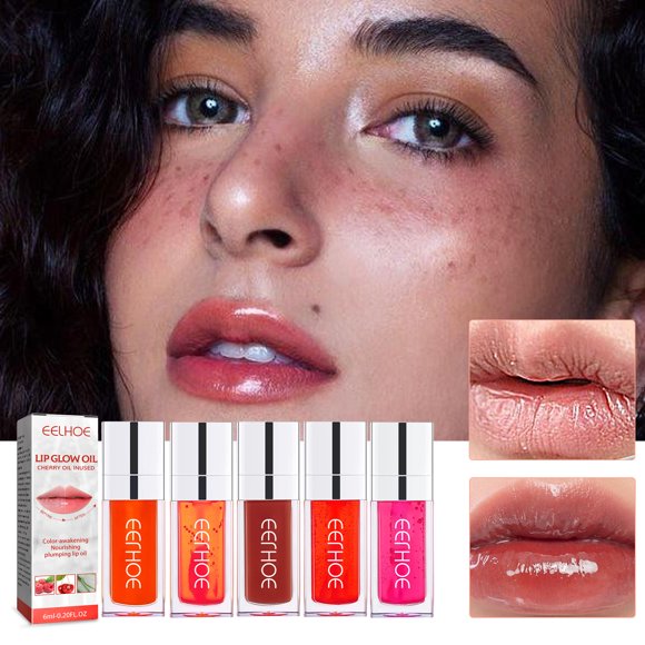 Huile Volumisante pour les Lèvres, Brillant à Lèvres Hydratant Longue Tenue, Baume à Lèvres Teinté, Teinte à Lèvres Brillante, Huile de Soin Teintée pour Lèvres Sèches 1 Pcs